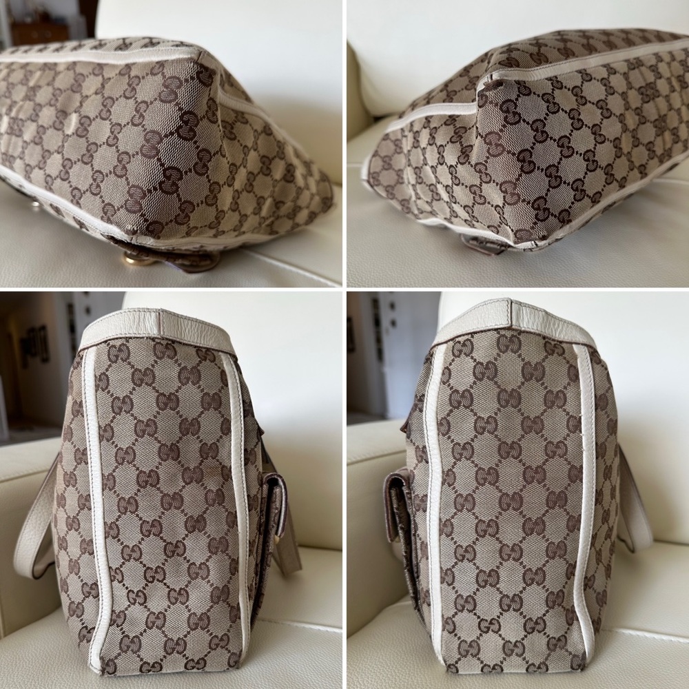 Gucci signature print GG canvas bag off-white messenger abbey pocket tote #H97 - Picture 5 of 10